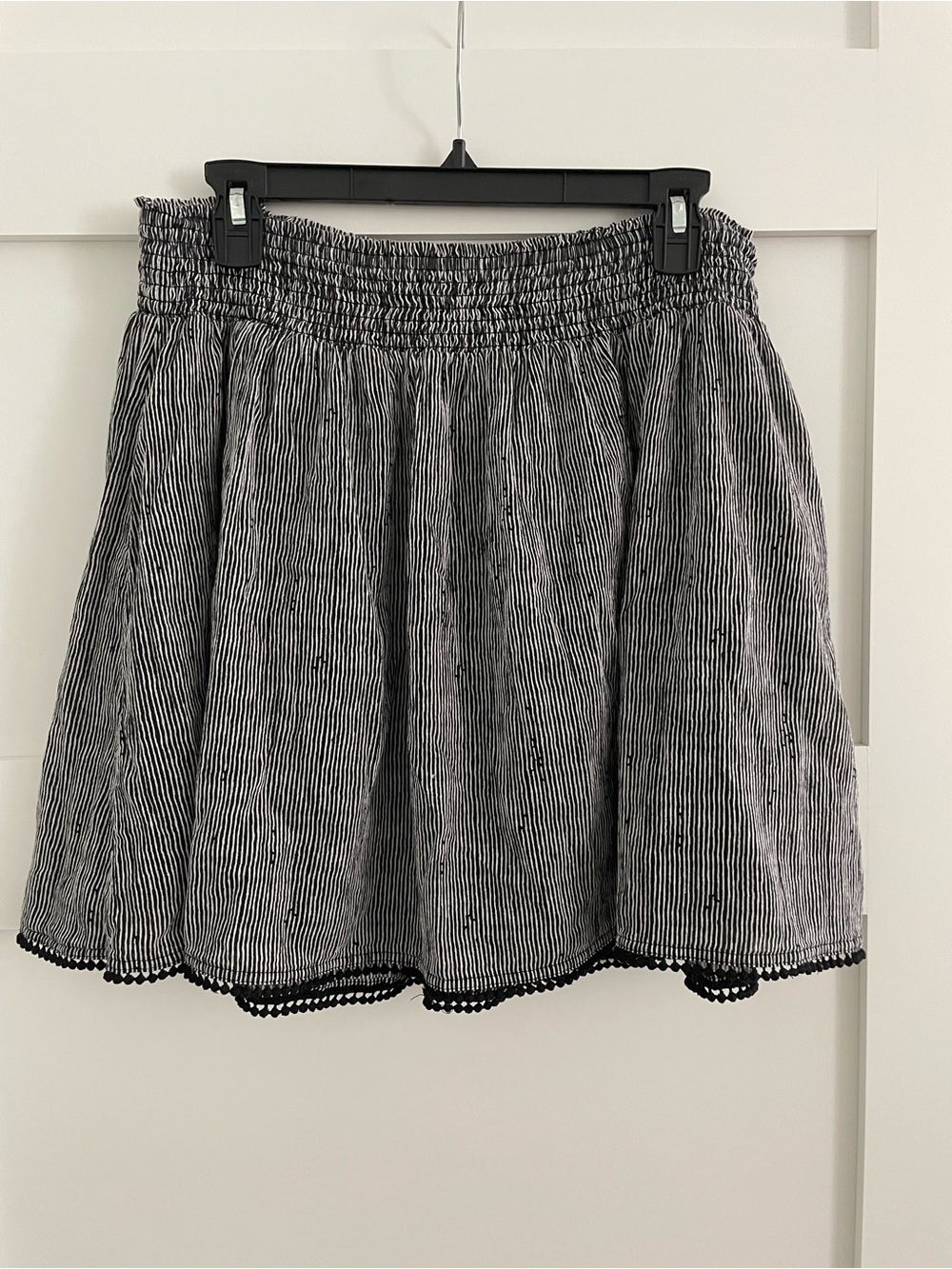 Old Navy Navy and White Striped Smocked Waist Skirt
